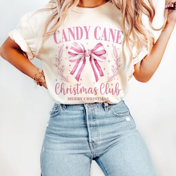 Unbranded Tops - Pink Candy Cane Christmas Club T-Shirt